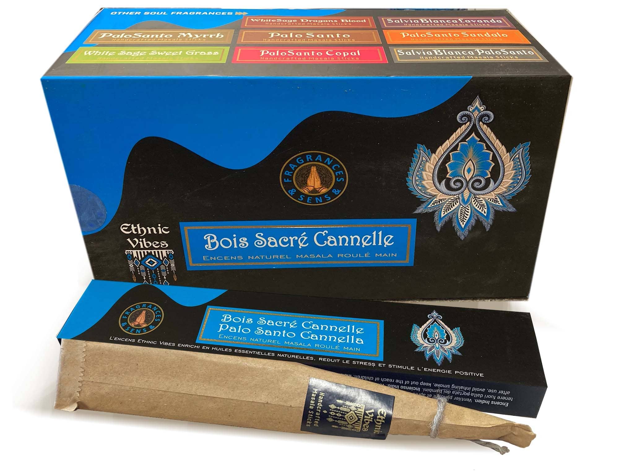 Incenso Fragrâncias e Sentidos Vibrações Étnicas Palo Santo e Canela masala 15g