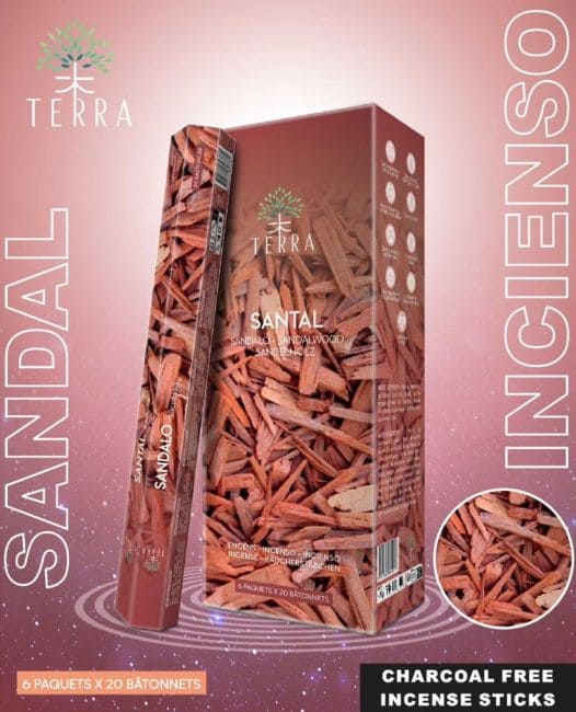 Incenso Terra Sandalwood hexa carvão vegetal grs 30grs