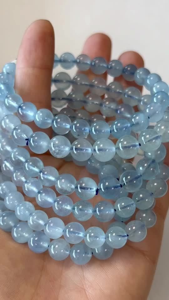 Pulseira Aquamarine AA contas 7.5-8.5mm