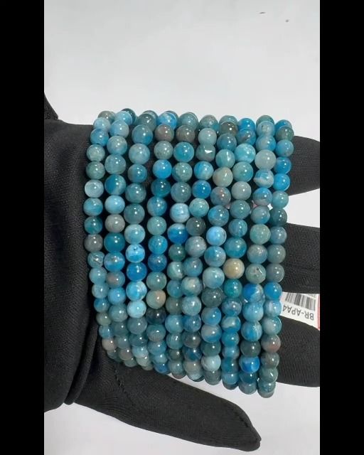 Pulseira de Apatite Azul AB contas 5mm