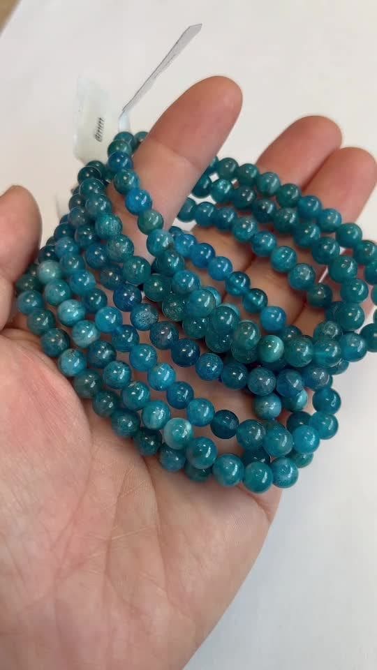 Pulseira de Apatite Azul AA com contas de 6 mm