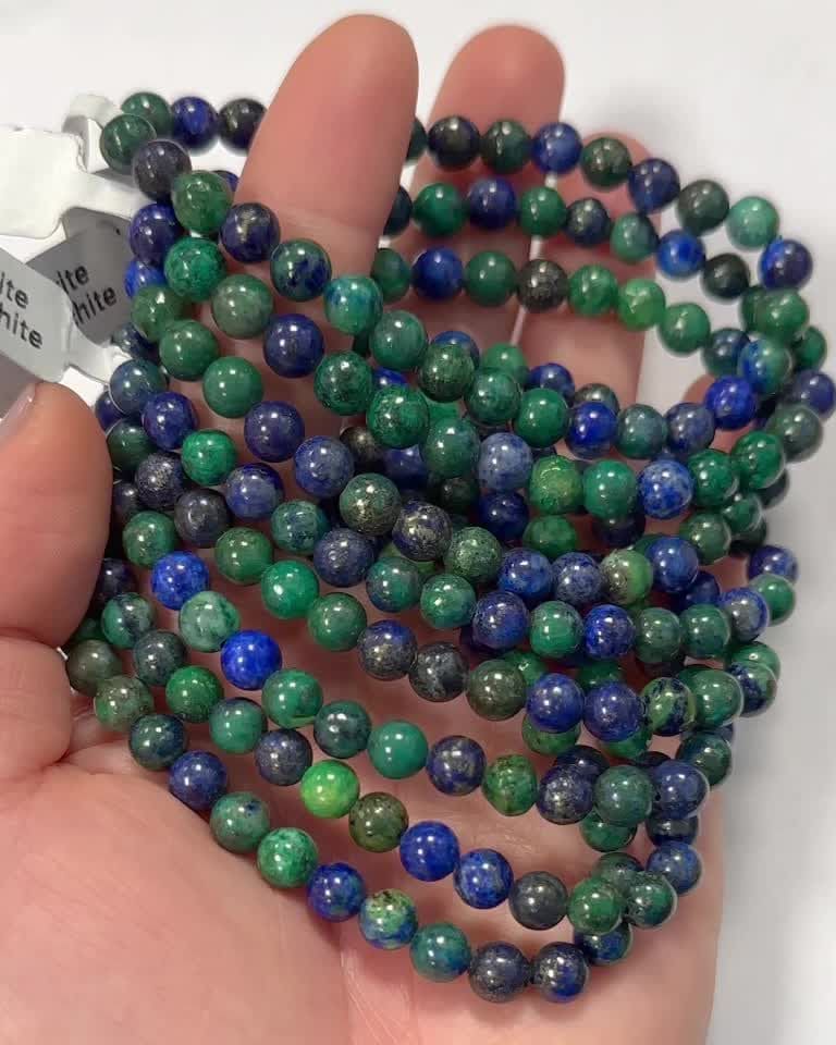 Pulseira de contas de azurite e malaquite 6mm