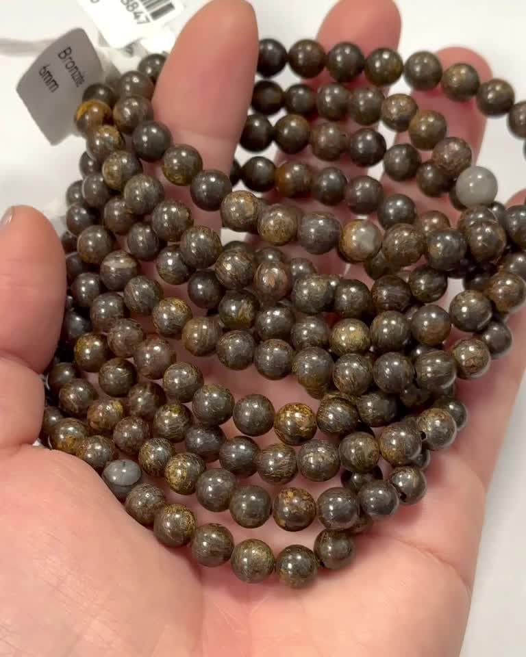 Pulseira de contas de 6 mm de bronzite