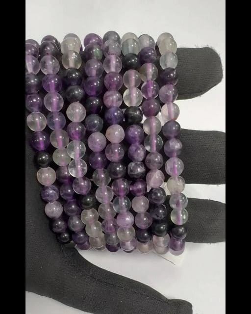 Pulseira Fluorite Violeta com pérolas 6mm