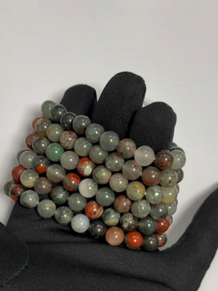 Pulseira de Jaspe heliotrópio com pedras de sangue 8-9mm