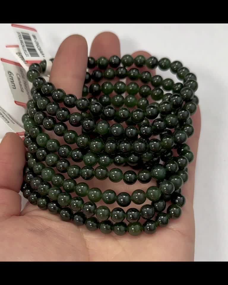 Pulseira Jade Nephrite Canada AA+ contas 6mm