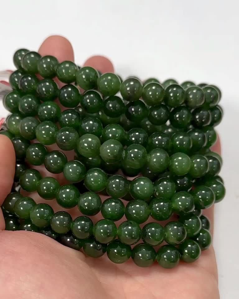 Pulseira Jade Nephrite Canada AA+ contas 8mm