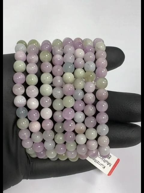 Pulseira Kunzite Multicolore AA perles 7mm