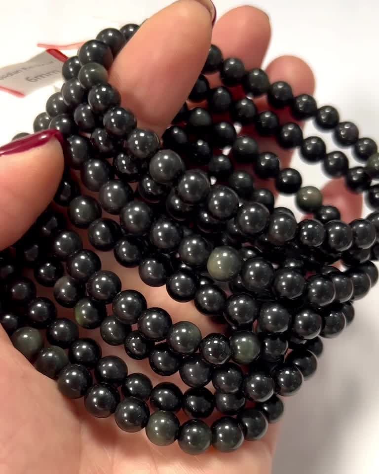 Pulseira de pérolas de obsidiana Olho Celeste A 6mm