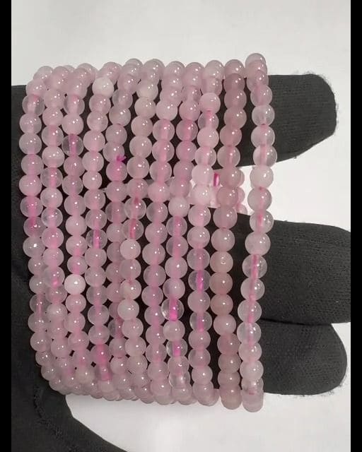 Pulseira de contas de 4 mm de quartzo rosa