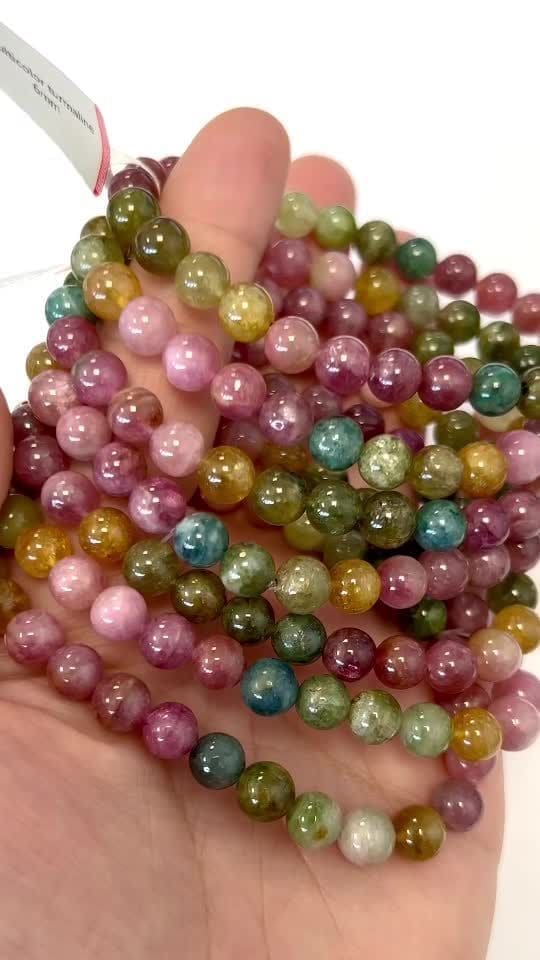 Pulseira Turmalina multicolor AAA perles 6.5-7mm