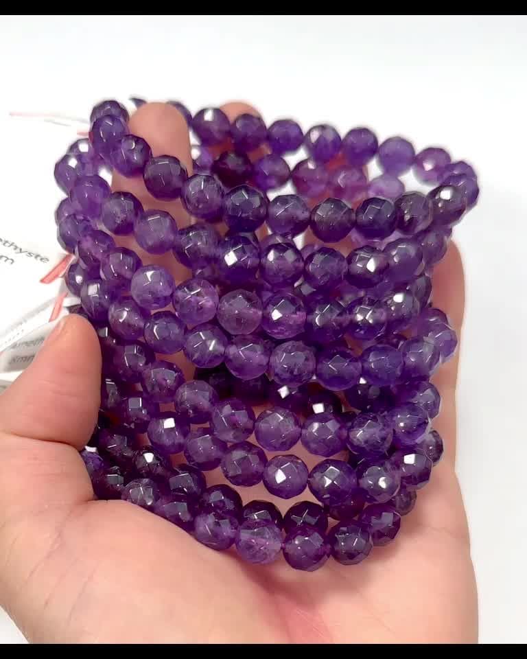 Pulseira Amethyste Facettée AA perles 8mm