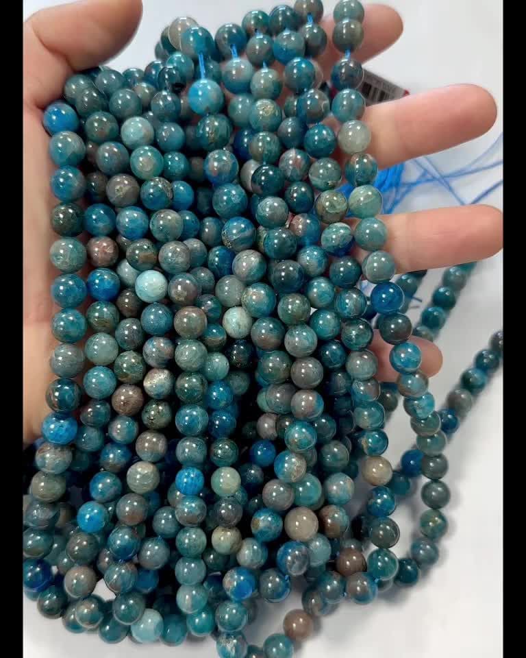 Contas de Apatite Azul 8mm em fio 40cm