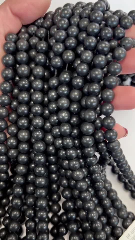 Contas de shungite A 8mm em fio 40cm